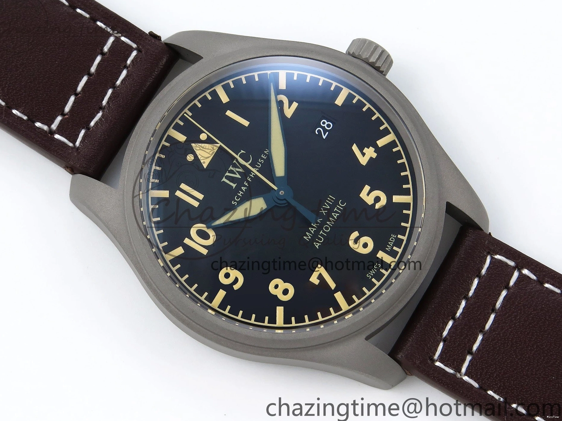 MIROTIME 1224 Pilot Mark XVIII Titanium BLSF 1:1 Best Edition Black Dial on Brown Leather Strap MIYOTA Popular 7020